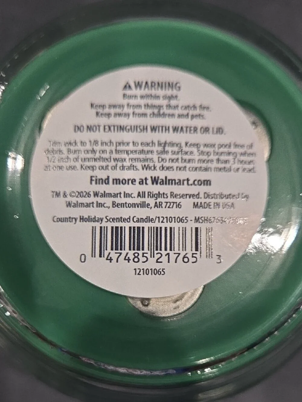 Mainstays Green Country Holiday Scented 3 Wick Jar Candle